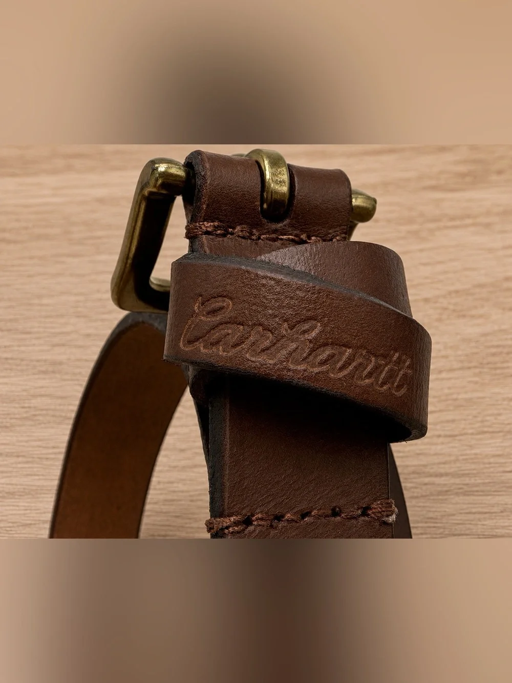 Carhartt Women’s XL Full Grain Leather Skinny Belt Brown Brass Buckle